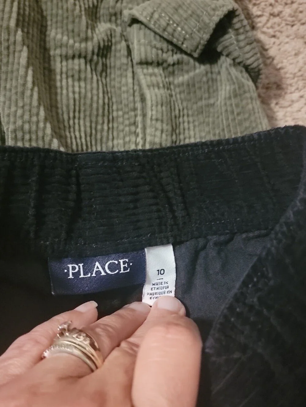 The Children's Place Corduroy Cargo Joggers - Olive & Black